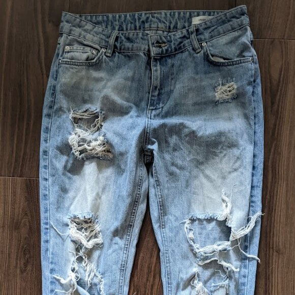 Anine Bing - Distressed Destroyed Jeans | Size 26 Relaxed Fit | Light Wash Blue - Picture 14 of 15